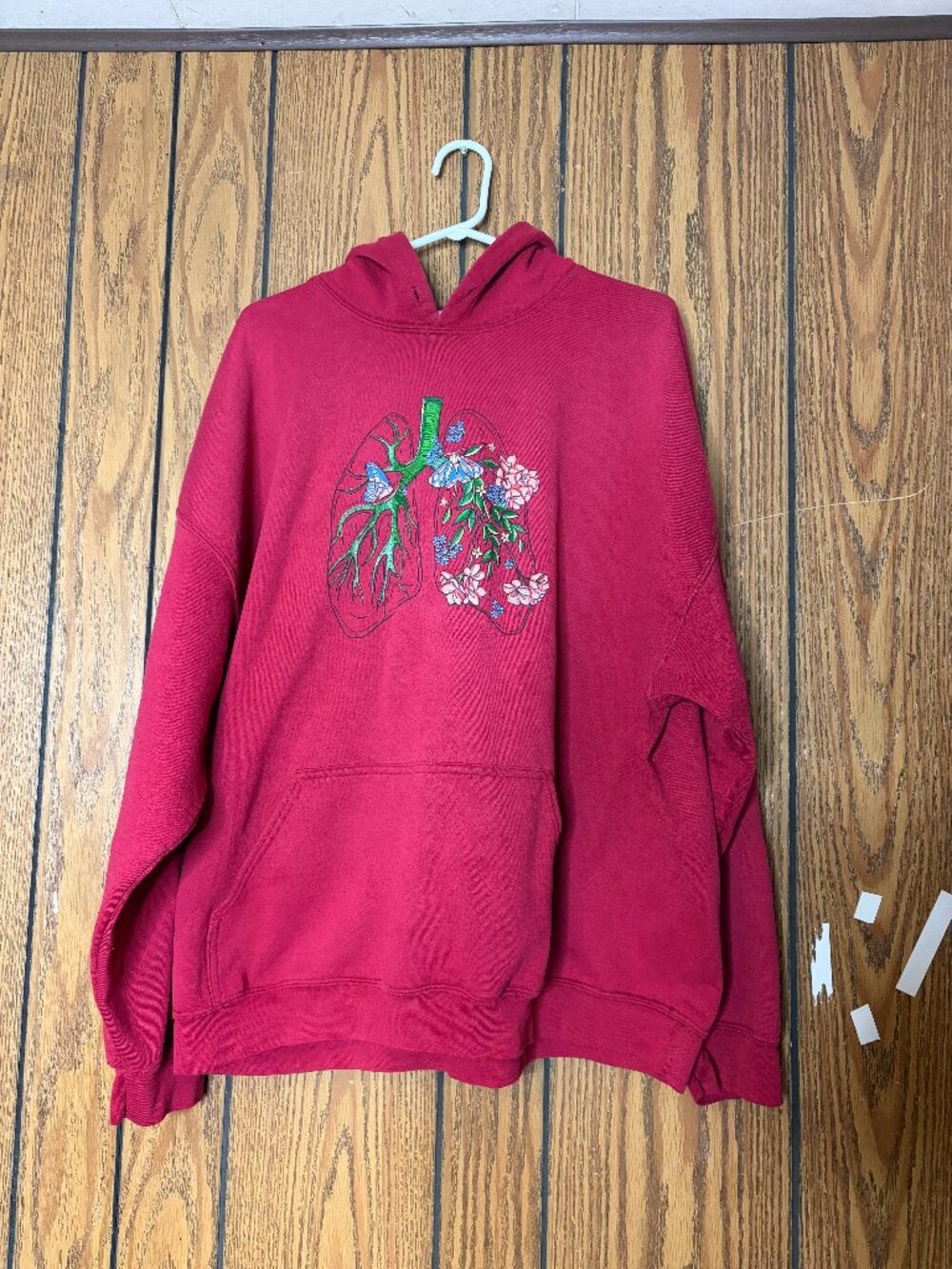 Julia Mazzucato Nature's Anatomy Collection Lung Floral Hoodie 2XL Red